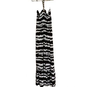 Michael Kors Women's Zebra Print Keyhole Halter Maxi Summer Dress Sz-XL